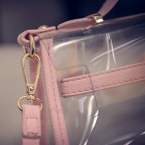 ✨CLEAR OR TRANSPARENT WITH PINK TRIM HANDBAG-NEW✨ - Picture 7 of 8